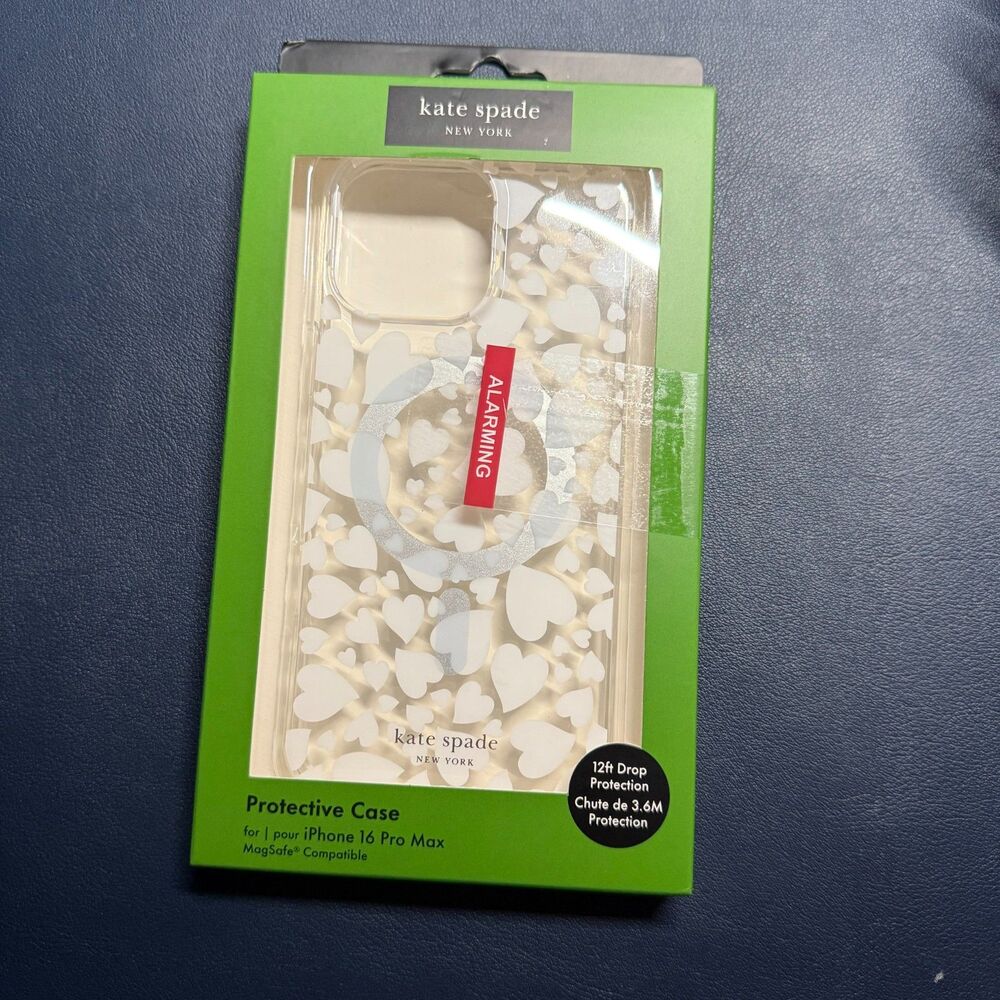 Kate Spade NWB iPhone 16 Pro Max Case Compatible with MagSafe White Heart - Picture 5 of 6